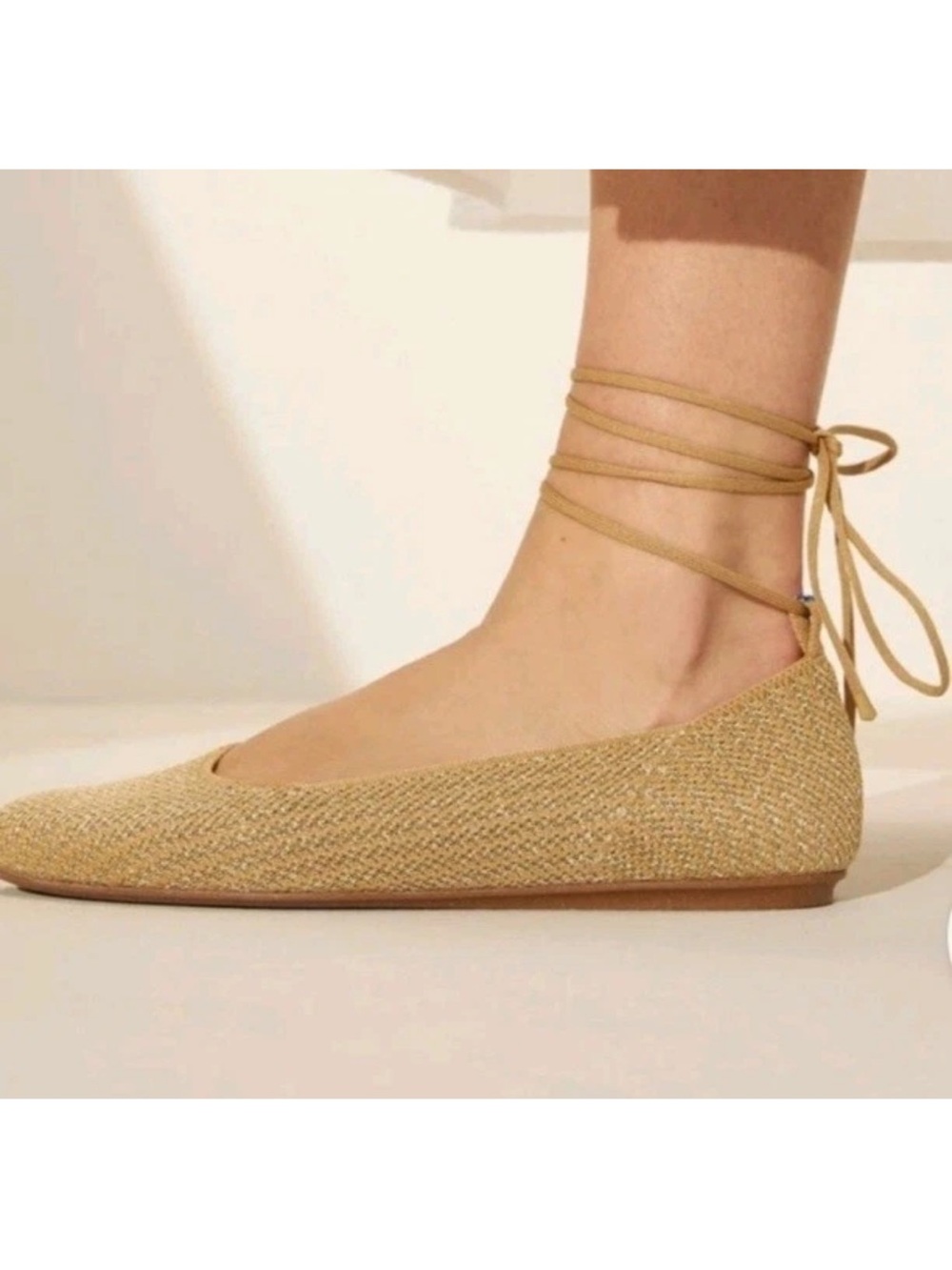 Rothy’s The Square Wrap Ballet Flats In Golden Sun Basketweave - Picture 8 of 9